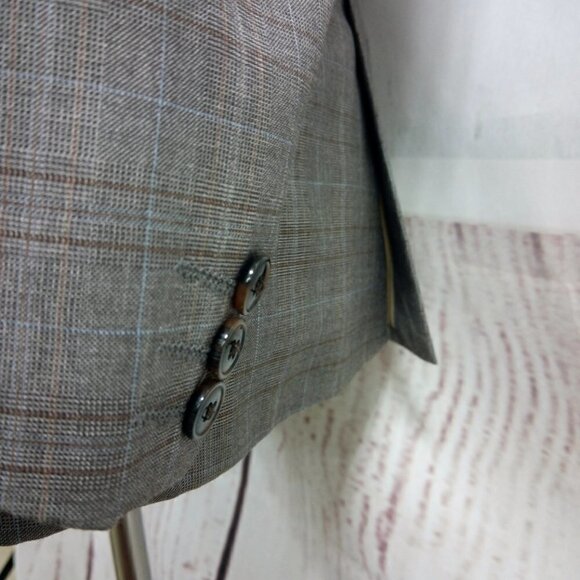 Edge By WD N.Y. Slim Fit Brown Glen Suit Blazer Sp - Picture 4 of 13